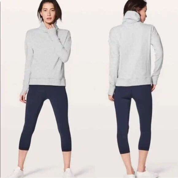 Lululemon sweatshirt Today is a Cheat Day Koala Pouch Pocket gray Cowl sz 4 - Picture 1 of 11